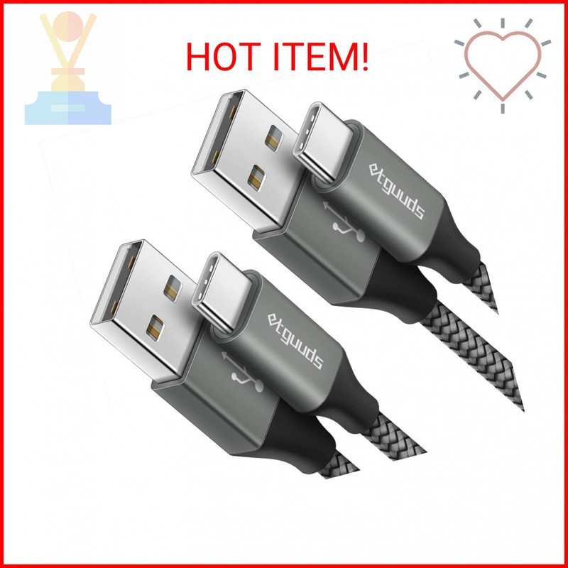 etguuds USB to USB C Cable 2ft, 2-Pack USB A to Type C Charger Cord Fast Chargin