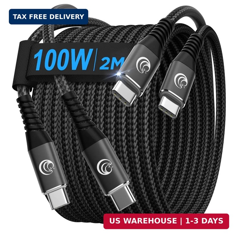 USB C to USB C Cable[6.6FT 2Pack] 100W Type C to Type C Fast Charging Cords Nylo