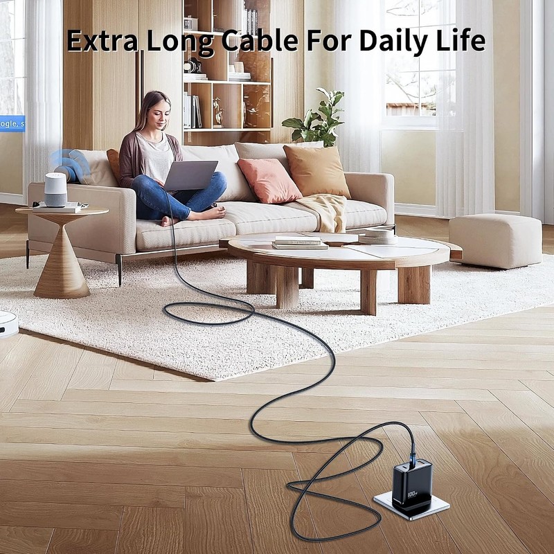 20FT Right Angle USB C Cable, 60W Extra Long Charging Cord 20FT, Blue gallery