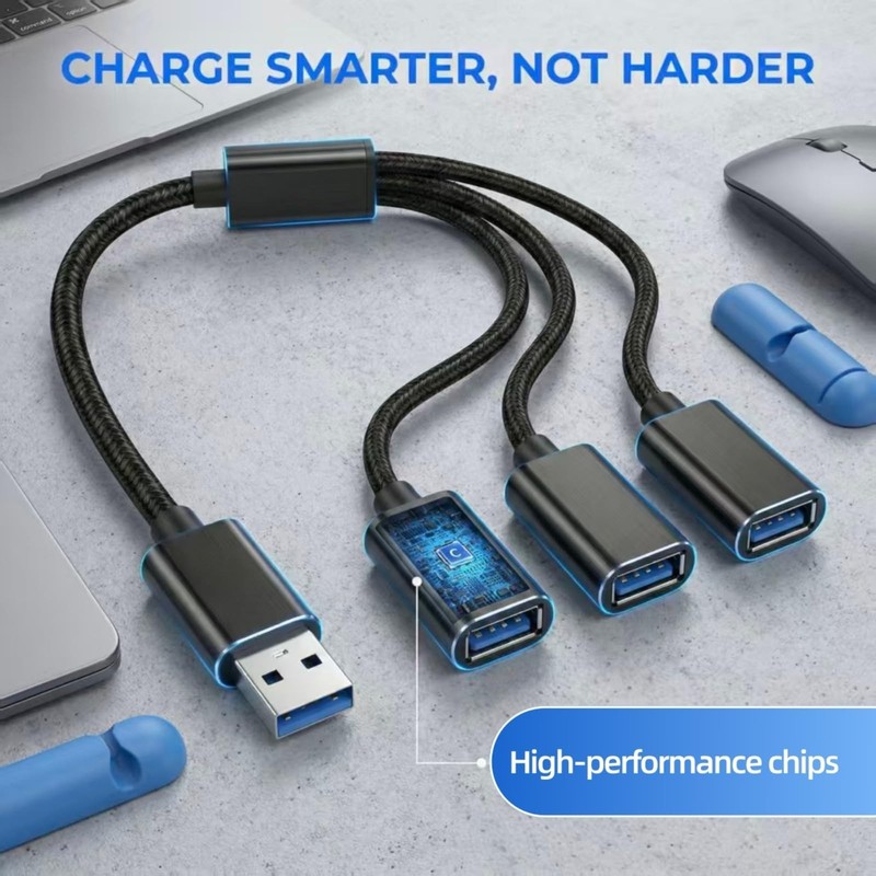 USB Splitter 1 in 3 Out, USB A Splitter Adapter, 2025 Upgraded USB 2.0 Male t... gallery