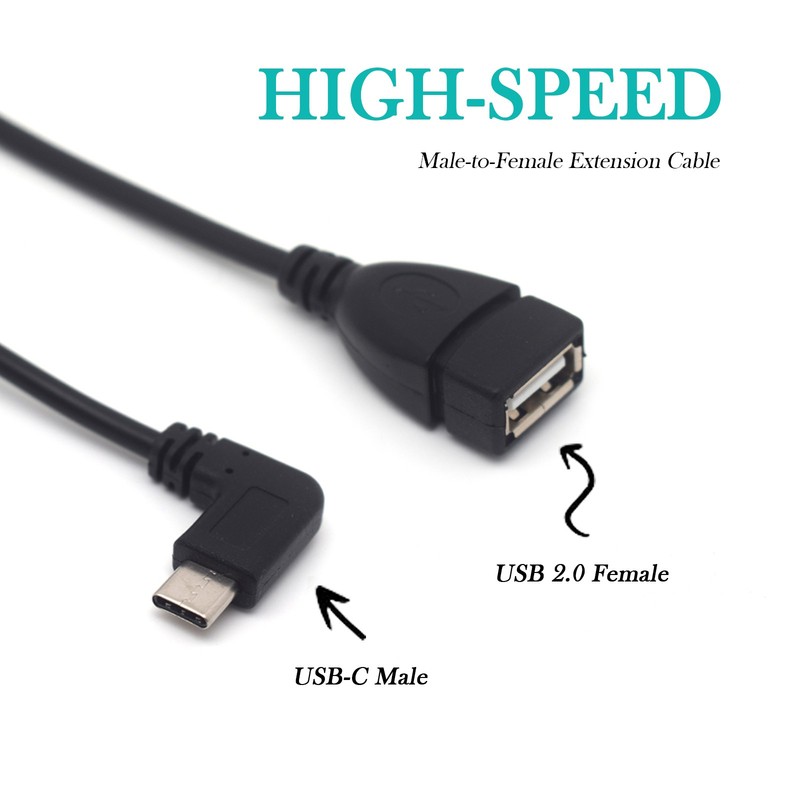 60pcs USB 3.1 Type C Male 90°Right Angled to USB 2.0 A Female OTG Adapter Cable gallery