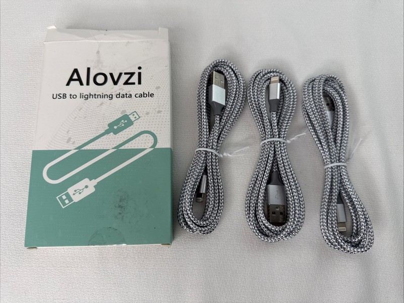 3 PC Alovzi USB To Fast Charge Data Cable For iPhone 6-13, iPad/ iPod