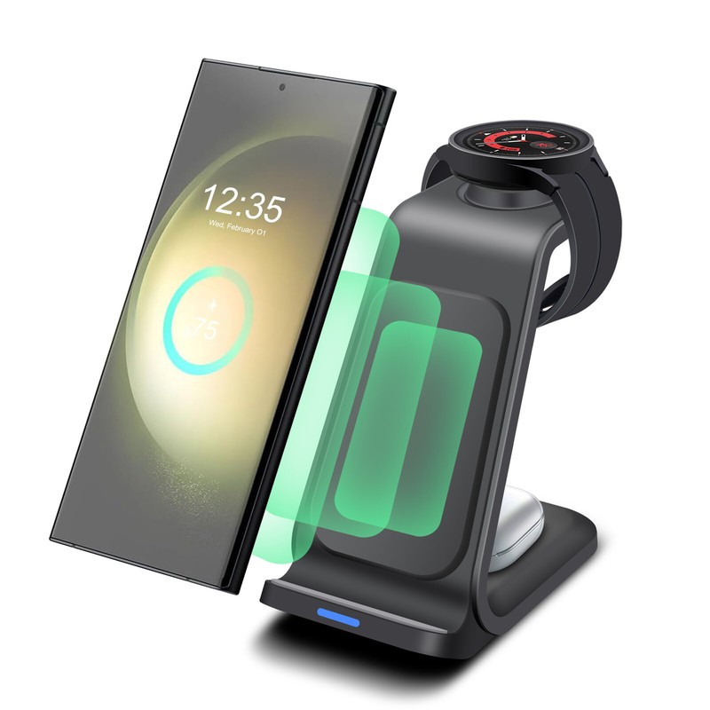 3in1 Fast Wireless Charger Dock Station For Samsung Galaxy S25 S26 Note9 Watch 7