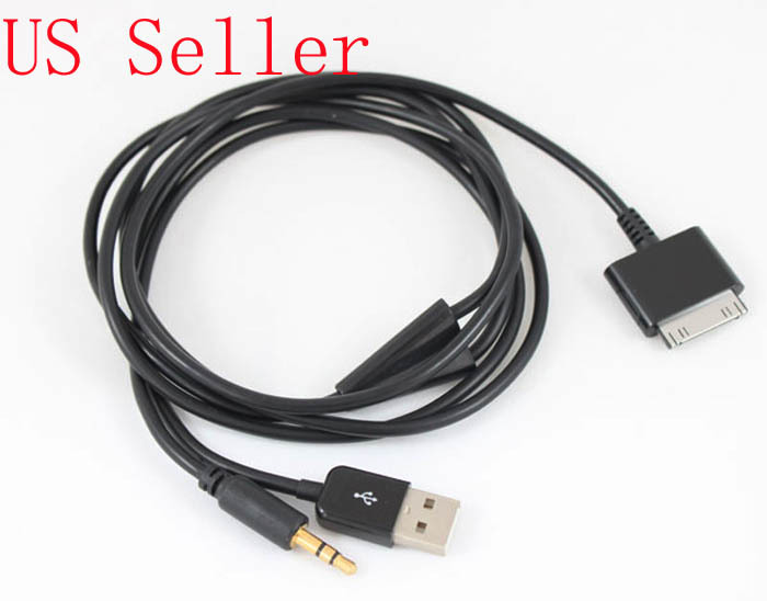 Car AUX Charger 30pin to 3.5mm stereo audio & USB iPhone iP ad iPod 3 in 1 Cable