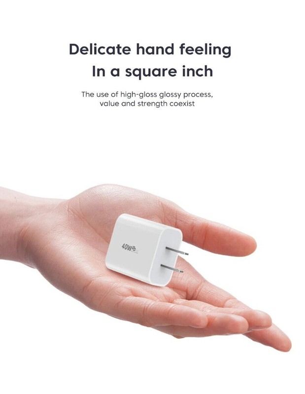 PD 40W Fast USB-C Charger Block Dual Type-C Power Adapter Wall Charger US Plug gallery