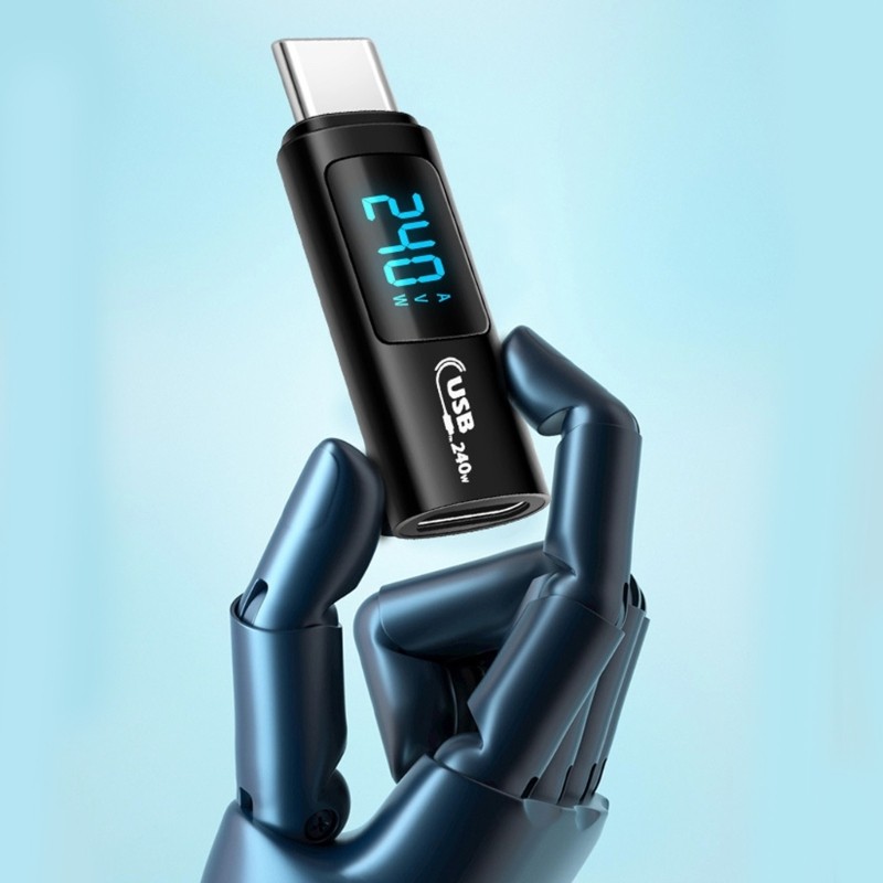Compact Type C Male To Female Adapter with Digital Current Display for Laptop gallery