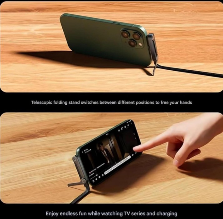 2in1 240W Fast Charging Cord For iPhone1716 With Phone Stand Foldable Holder Lot gallery