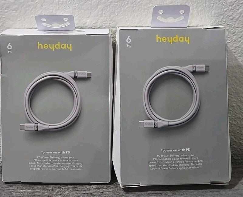 2pk 6' USB-C to USB-C Fast Charging Silicone Cable - heyday White Clay gallery