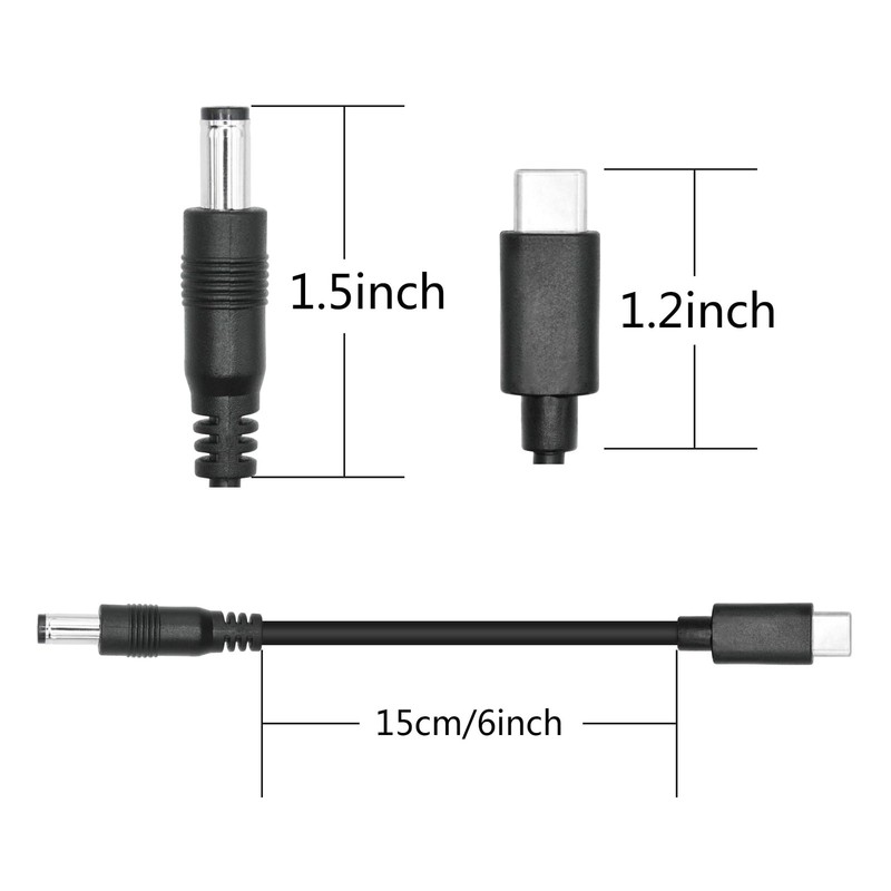 Short DC 5.5mm x 2.5mm to USB Power Cord 6inch, DC 5525 to USB Plug 5V 5A Pow... gallery