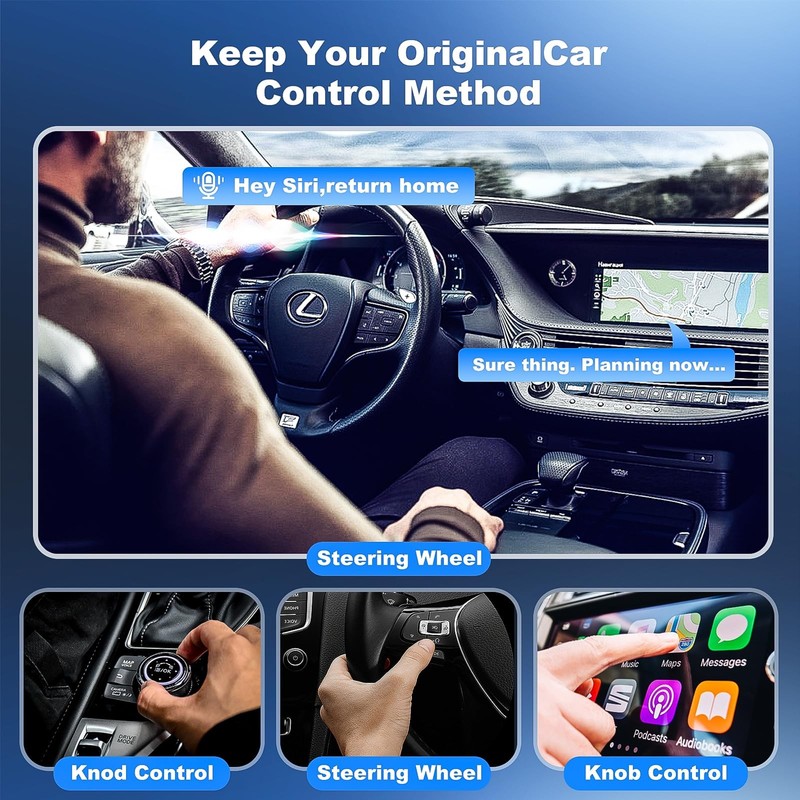 2 in 1 Mini Android Auto and Wireless CarPlay Adapter Convert Factory Wired t... gallery