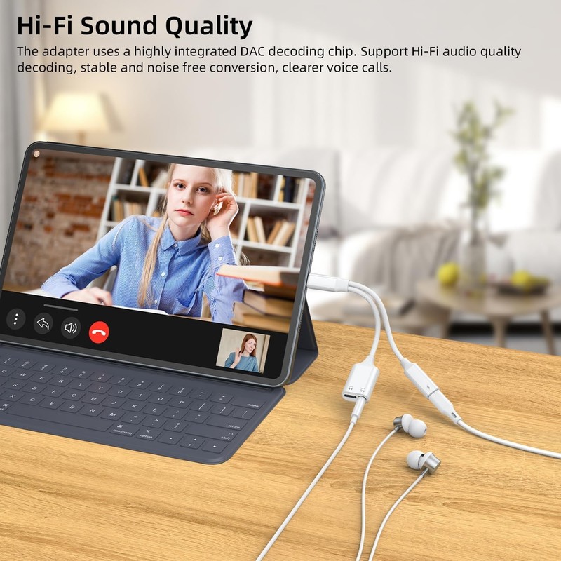 AreMe USB C Splitter 1 in 3 Out, USB C to 3.5mm Headphone and Charger Adapter, D gallery