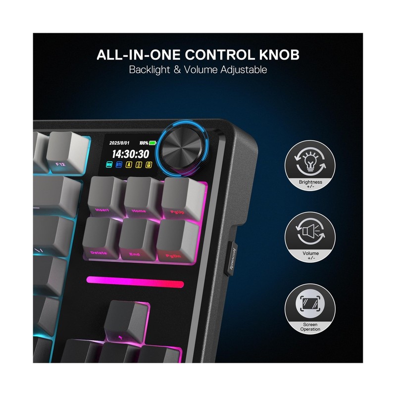 Redragon K743 PRO GB 80% Gasket RGB Gaming Keyboard w/Hype 1.14’’ TF gallery