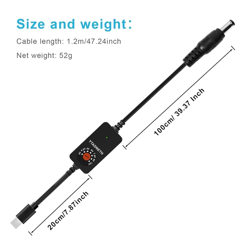 Universal USB-C Multi-Voltage Adapter 3V 4.5V 5V 6V 7.5V 9V 12V DC Cable gallery