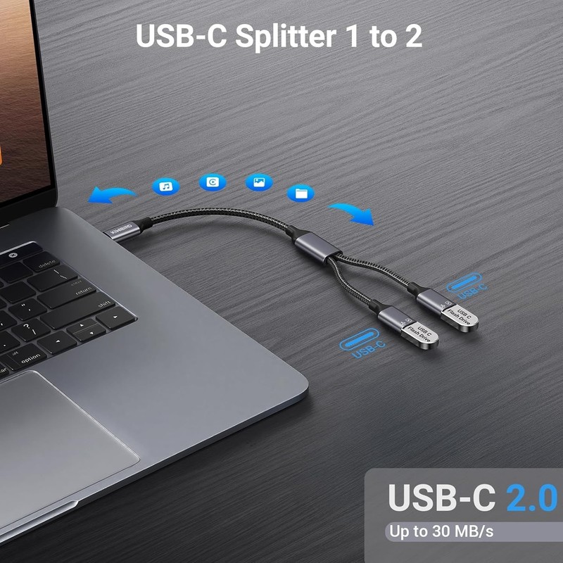 USB C Splitter 1 in 2 Out Charging, Type C Splitter 1 in 2 Out, USBC Power Ca... gallery