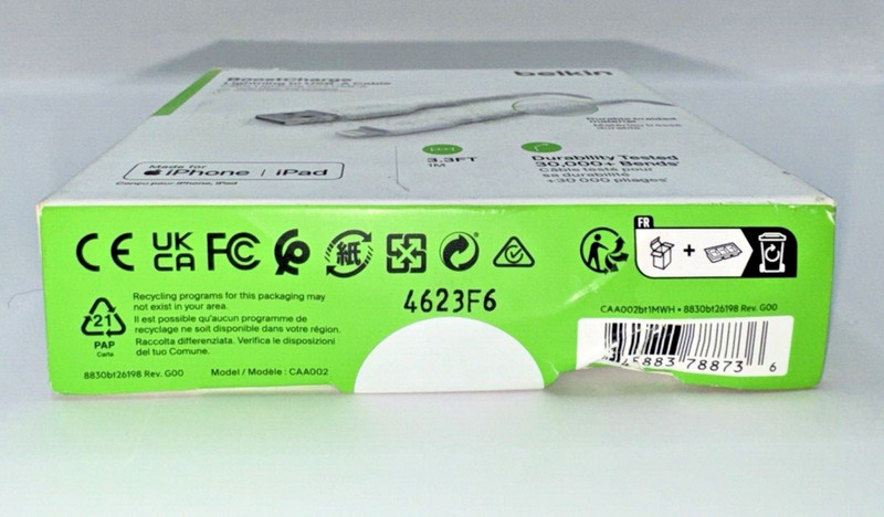 Belkin BoostCharge Braided Cable For Apple - 3.3ft/1M - White gallery