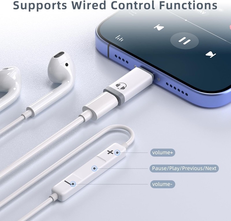 "2 Pack USB C to Light-ning Audio Adapter, Type C Male White " gallery