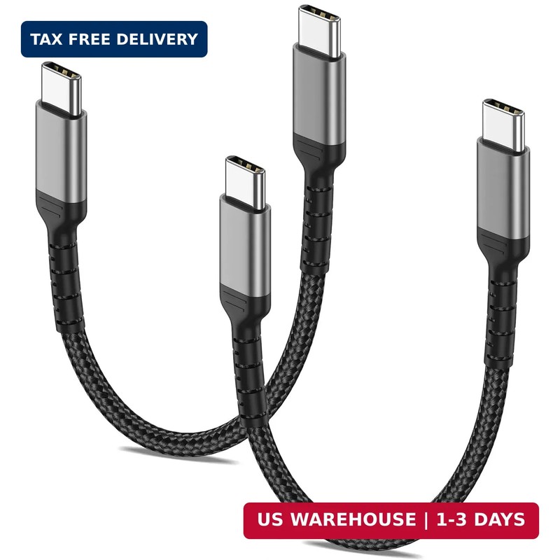 6 Inch USB C Charger Cord, 2 Pack Short USB C to C Cable Braided Fast Charging U