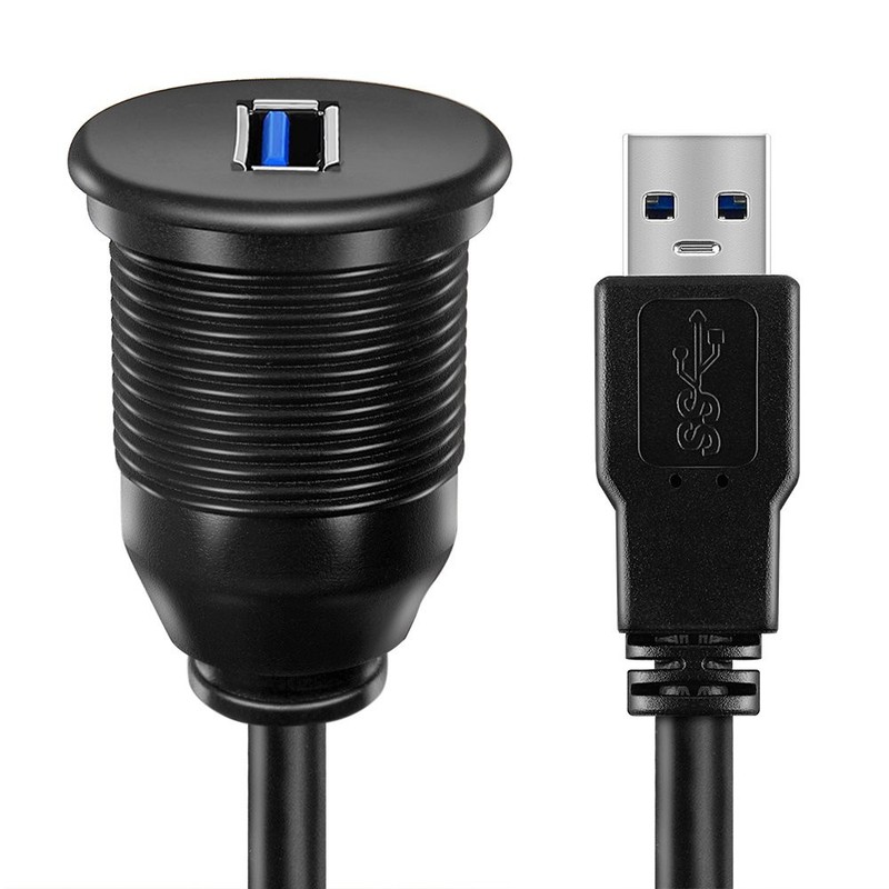USB 3.0(M to F) AUX Flush Mount Cable – Extensión Empotrable para Auto, Moto 3ft gallery