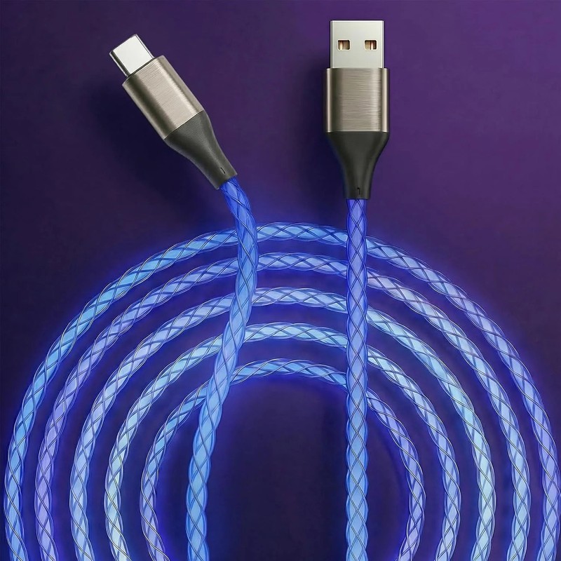 Led Light Up USB A to USB C Cable, Type C Charger Fast Charging for iPhone 17/16