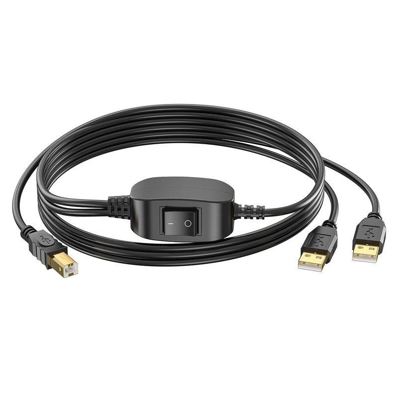 2-in-1 Printer Cable to USB 8.2 ft, 2.5 m, A to B Male to Male Printer Cable,...
