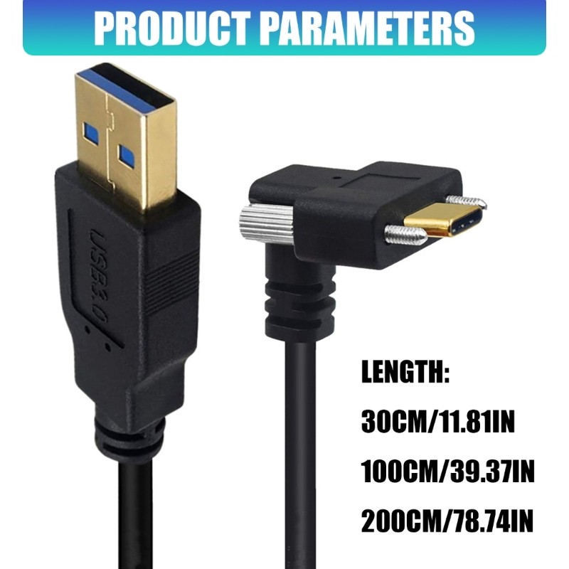 Secure Connection USB C to USB 3.0 Data Wire Line Angled Plug For Industrial Use gallery