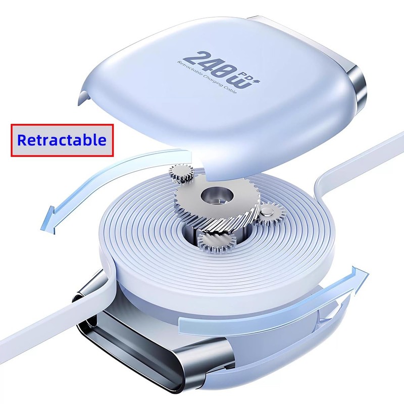 Retractable Stretch Coiled USB-C Cable 480Mbps 240W for Laptop Phone Tablet T... gallery