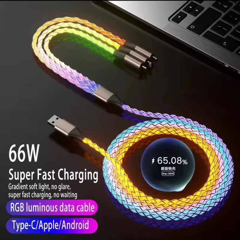 USB To USB C Cable RGB LED Light Fast Charging Cord Type C Charger gallery
