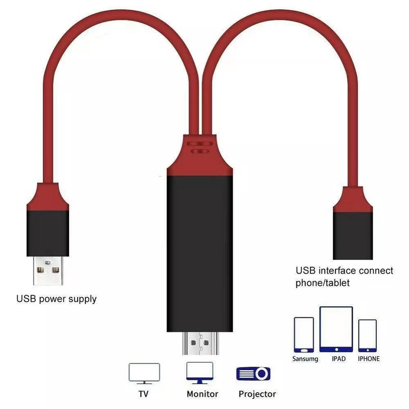USB HDMI Cable 1080P Phone to Digital TV HDTV AV Adapter For iPhone iPad Android gallery