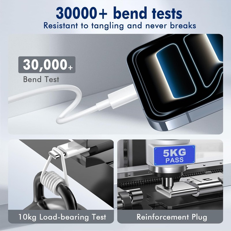 2 Pack USB C to C Cable 6ft Type C 60W Fast Charging Data Sync Wire Cord White gallery