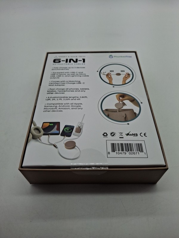 NEW Phunkee Tree 6-In-1 Retractable Cable SWEET SOUR TECH W/ FAST CHARGE ADAPTER gallery