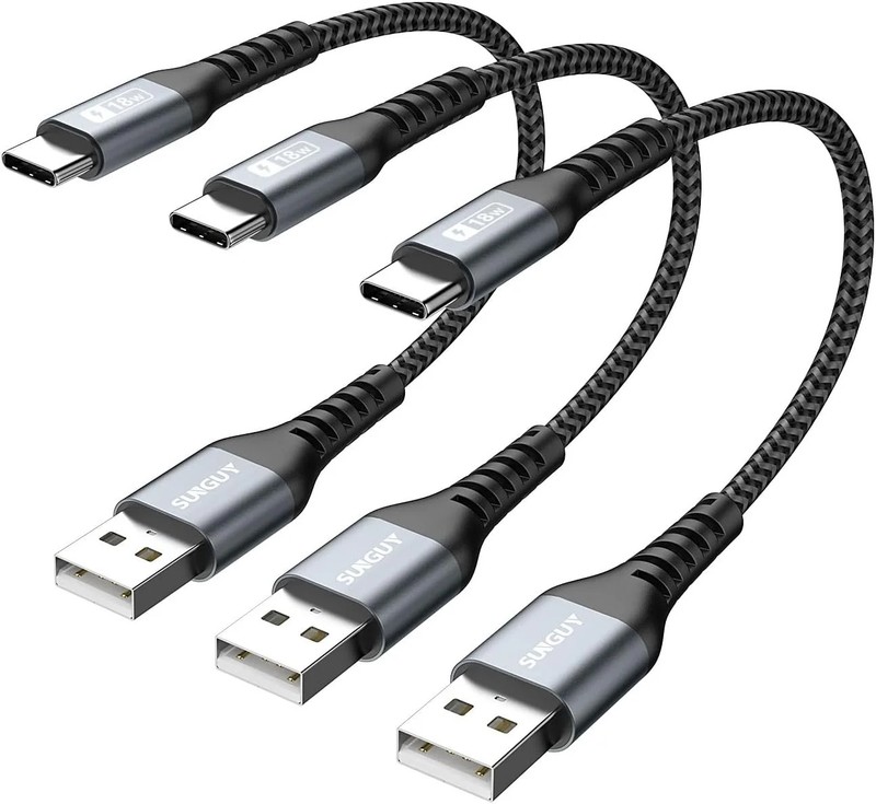 SUNGUY 6 inch Short USB C Cable 3Pack, 3A USB A to USB C Cable Fast Charging Cab