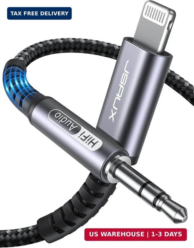JSAUX Lightning to 3.5mm Audio Cord 6FT, [Apple Mfi Certified] Aux Cable Compati