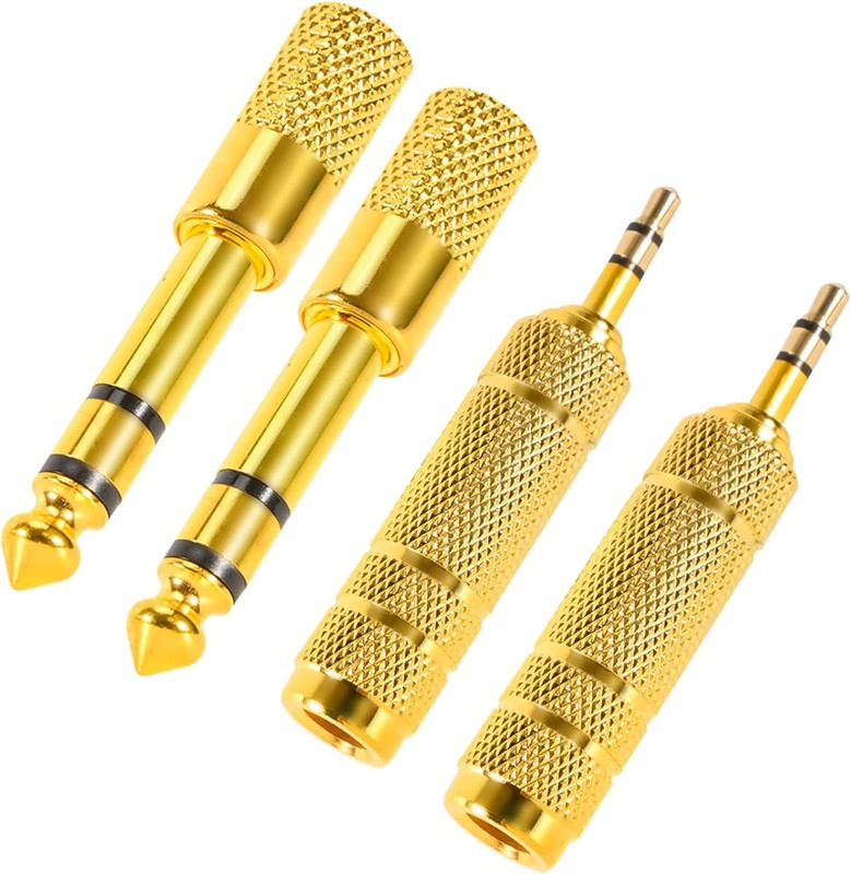4 Pack Headphone Jack Adapter – 3.5mm (1/8 inch) Male to 6.35mm (1/4 inch) Femal