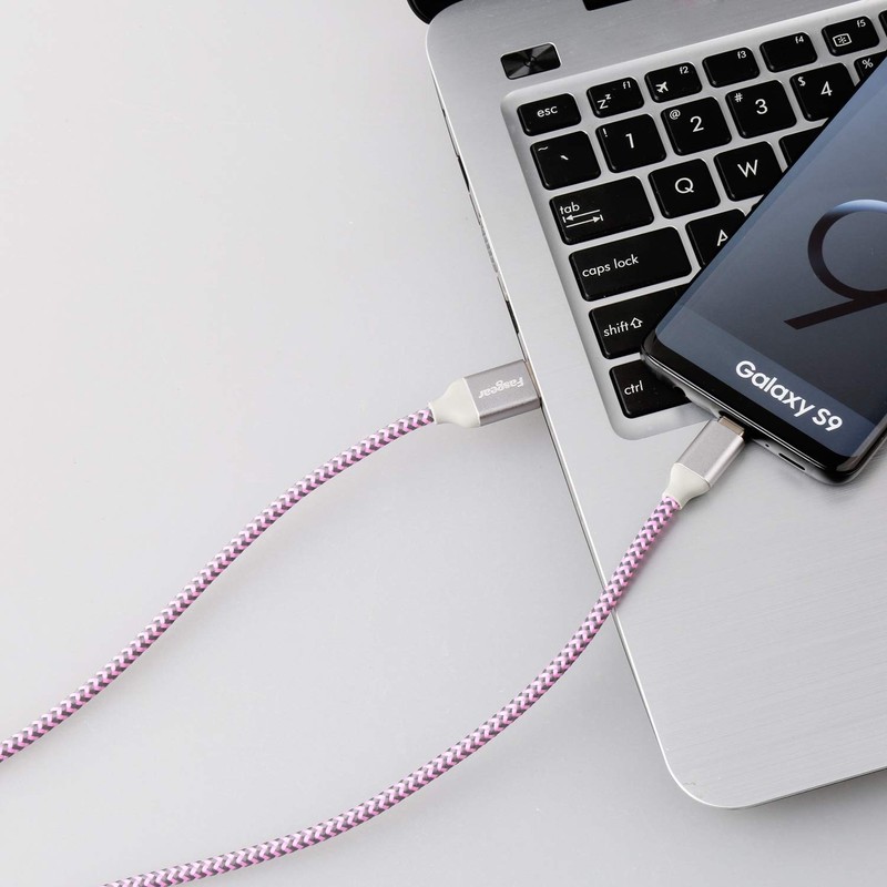 3 Pack 10ft Long USB C to A Cables 3A Fast Charging Cord Blue Purple Pink gallery