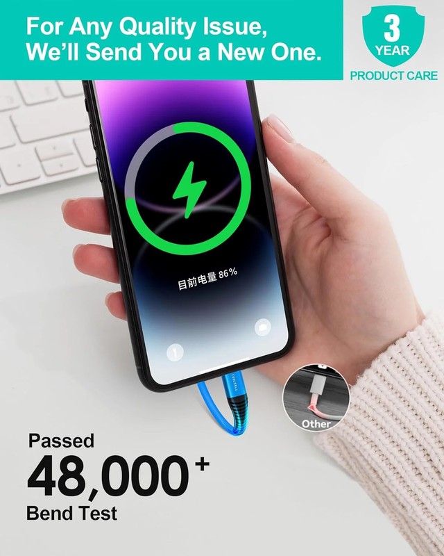 6 inch Short USB C Cable,3 Pack Silicone 60W Fast Charging Cord USB C to Type-C gallery