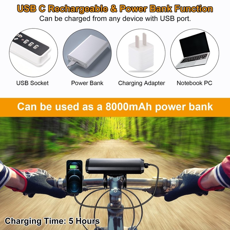 Super Bright Bike Lights for Night Riding, USB Rechargeable Bicycle Light Fro... gallery