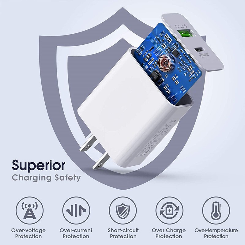 20W PD QC Plug Power Adapter Cube USB C Fast Charger Cable For Android Samsung gallery