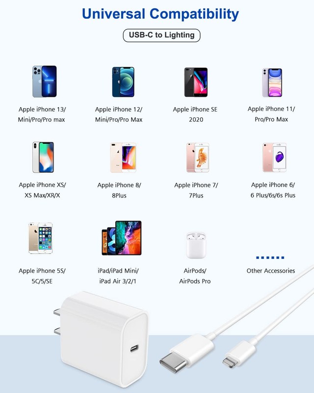 iPhone Fast Charger,Extra Long Charger 2Pack (10FT C-L), White gallery