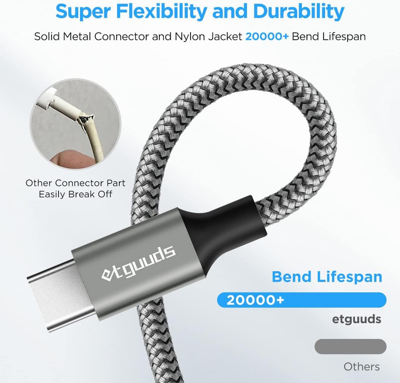 Long USB A to USB C Cable 10ft, 2-Pack Fast Charging Type C Charger Cord for iPh gallery