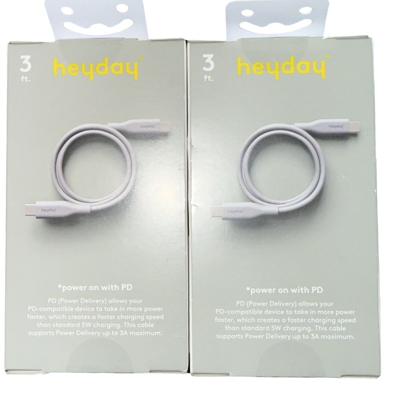 2 PK Heyday 3 FT Fast Charging Cable USB-C to USB-C Lavender Purple ~ New In Box gallery