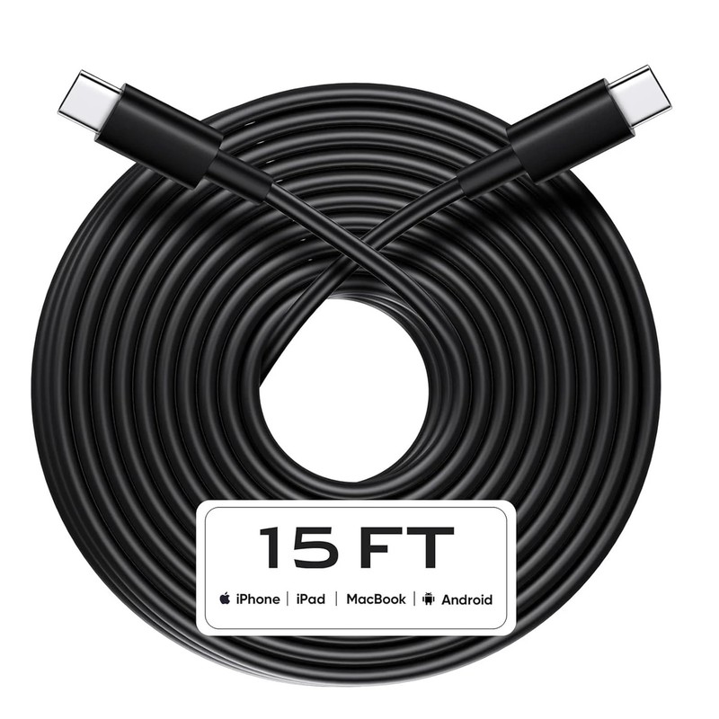 15FT USB C to USB C Cable [60W Fast Charging, PD3.0] Extra Long Type C Charger C