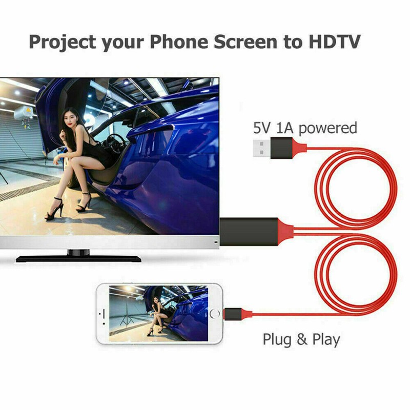 1080P HDMI Mirroring Cable Phone To TV HDTV AV Adapter For iPhone 14 13 12 11 8 gallery