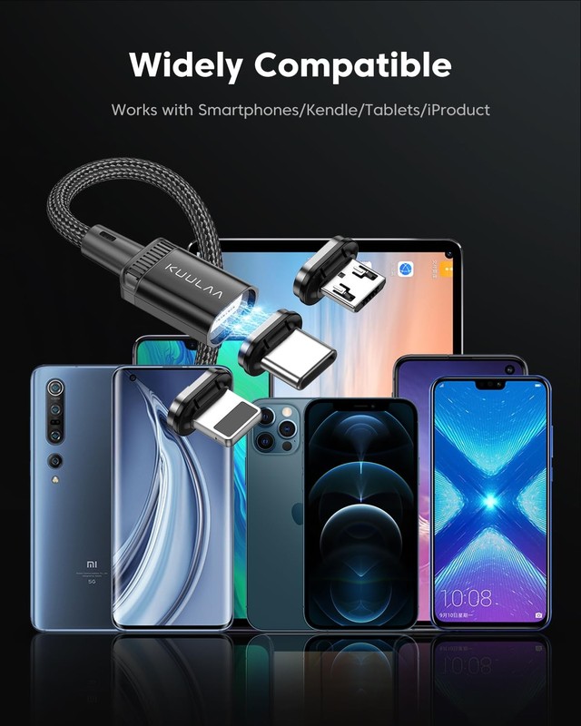 Kuulaa 3Pack Magnetic Charging Cable 3.3ft/3.3ft/3.3ft, Black gallery