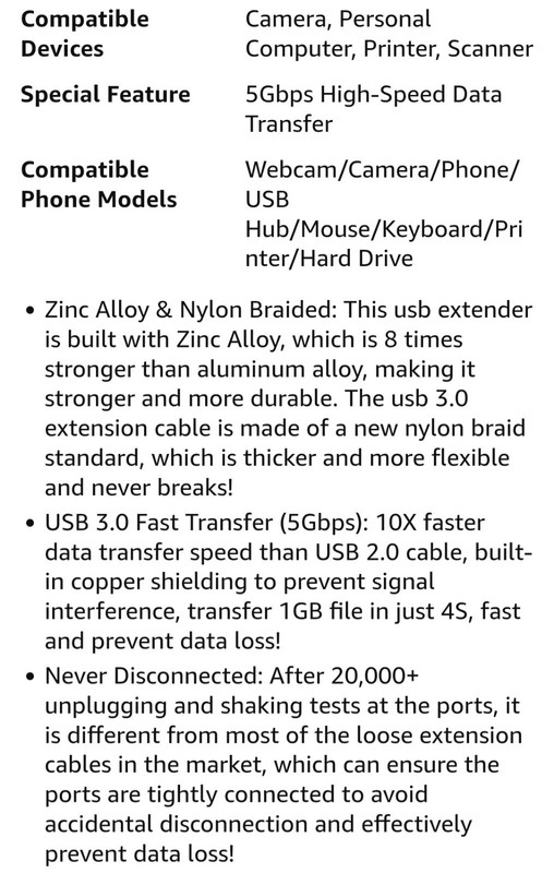 USB 3.0 A Male to Female Extension Cable 10FT 5Gbps High Speed Data Transfer gallery