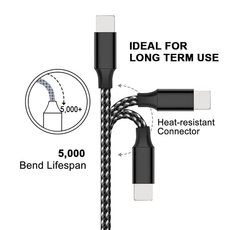 Braided Fast Charger Cable Heavy Duty USB Cord For iPhone 14 13 12 11 X XR 8 Lot gallery