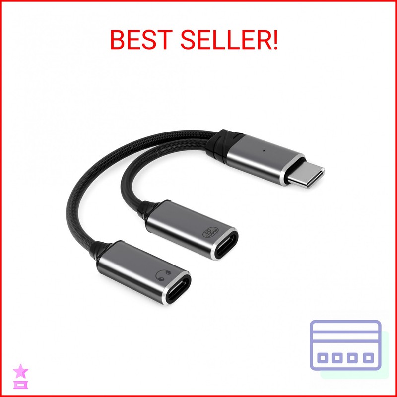 JBJBBG USB C Splitter，2 in 1 USB C Headphone and Charger Adapter Audio Dongle Ca