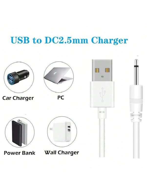 DC Charging Cable, 2.5mm Vibrators Charger Cord, 2.7ft Fast USB DC Charger Ca... gallery