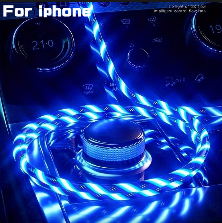 1M LED Light Up Charging Cable Flowing Fast Charger Cord for iPhone 11/12/13,US gallery