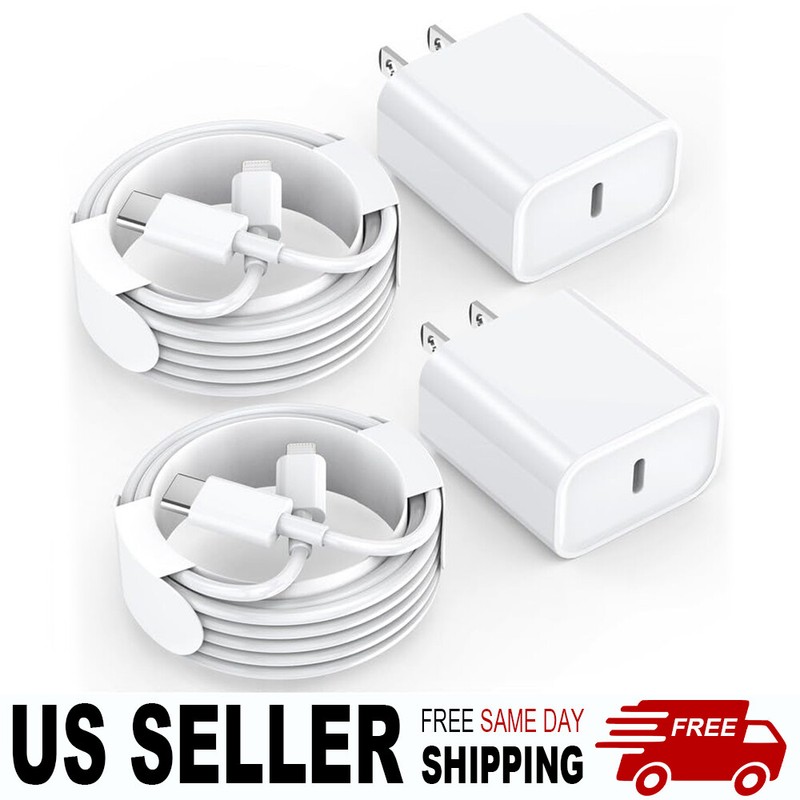 For iPhone 14 13 12 11 Pro XR PD Fast Charger Cord 20W USB-C Power Adapter Block