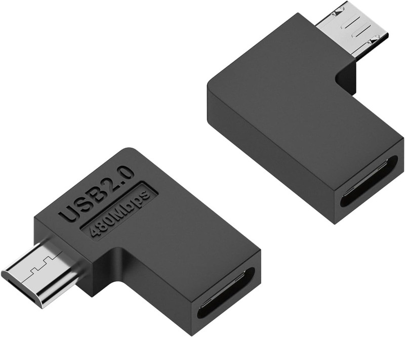 USB C to Micro USB 90° Angle Charging Data Connector Plug USB C Female to Micro